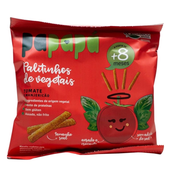 Palitinhos De Vegetais Orgânico Tomate E Manjericão 20g Papapá