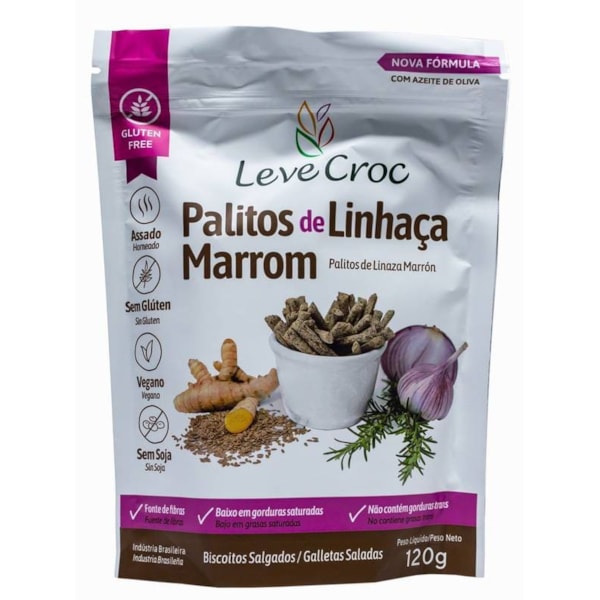 Palitos Salgados De Linhaça Marrom 120g Leve Croc