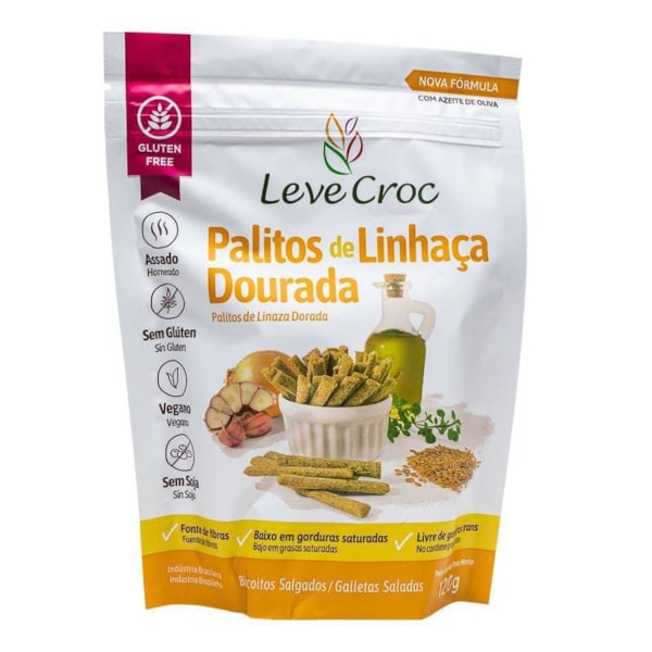 Palitos Salgados Linhaça Dourada 120g Leve Croc