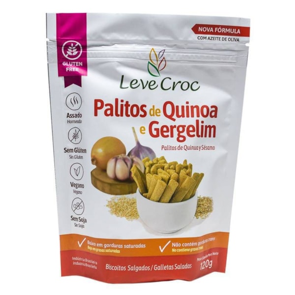 Palitos Salgados Quinoa e Gergelim 120g Leve Croc