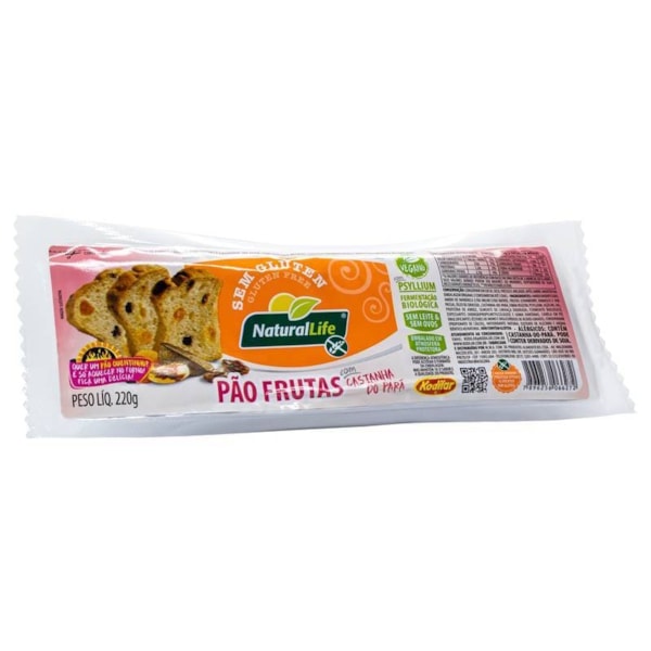 Pão De Forma C/ Frutas E Castanha Do Pará S/ Glúten Vegano 220g Natural Life