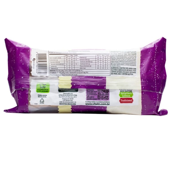 Pão De Forma Frutas E Sementes S/ Glúten 300G Vitalin