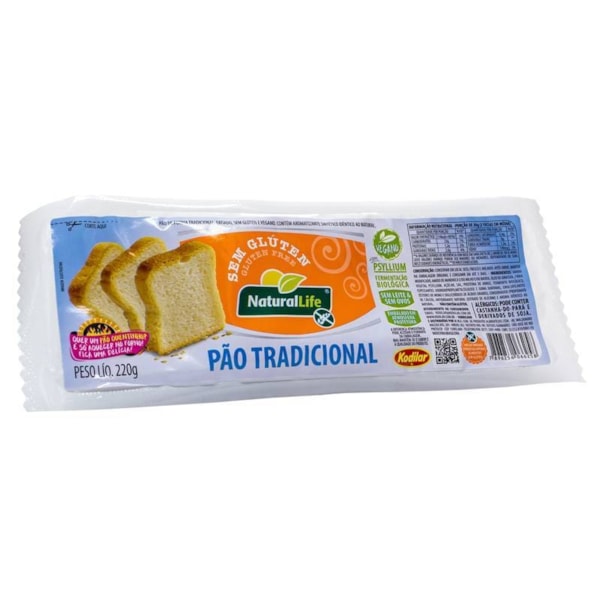 Pão De Forma Tradicional S/ Glúten Vegano 220g Natural Life