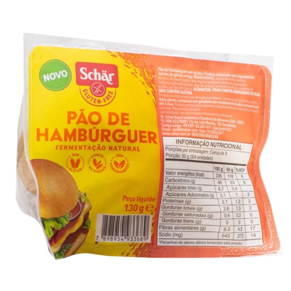 Pão De Hambúrguer S/ Glúten 130g Schar