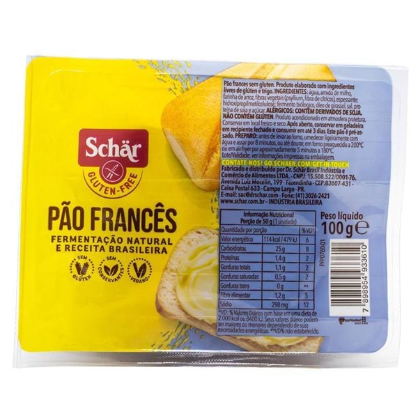 Pão Francês S/Glúten E S/Lactose 100g Schar