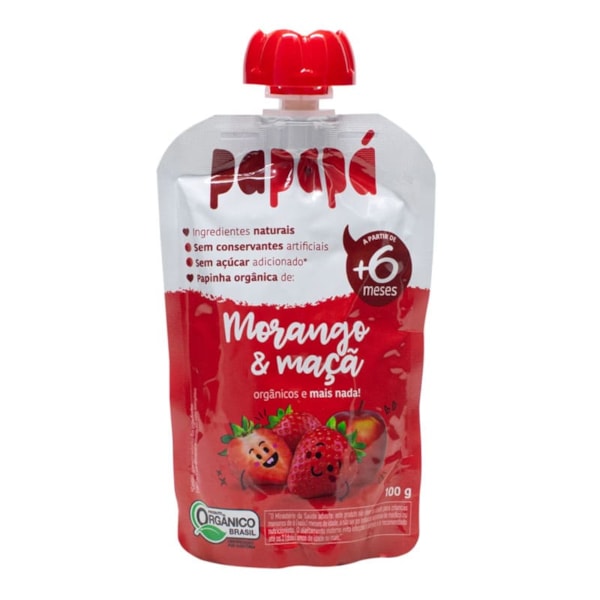 Papinha Orgânica De Morango E Maçã Pouch 100g Papapá