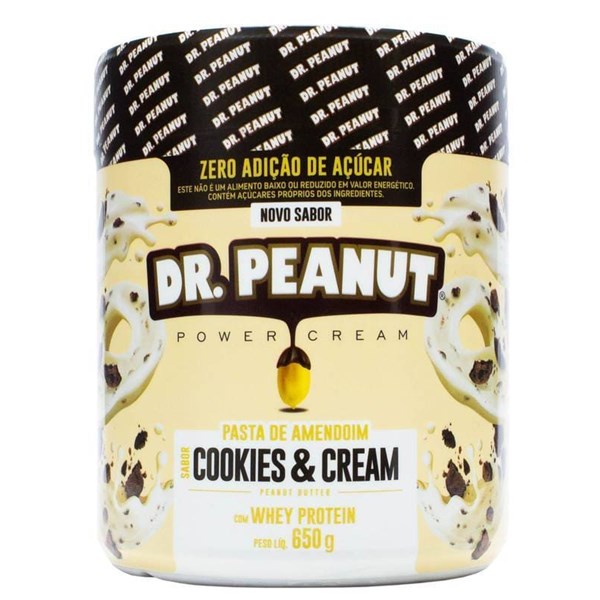 Pasta de Amendoim Dr Peanut Cookies & Cream Com Whey Protein 650g -  Suplementaria - Compre Suplementos como Whey Protein.