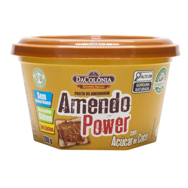 Pasta De Amendoim Integral Crunchy C/ Açúcar De Coco "Amendo Power" 200g DaColônia