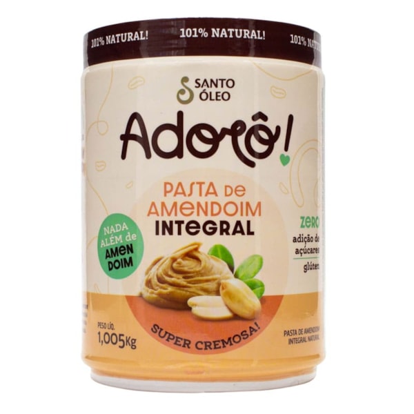 Pasta De Amendoim Integral Lisa Adorô 1,005Kg Santo Óleo