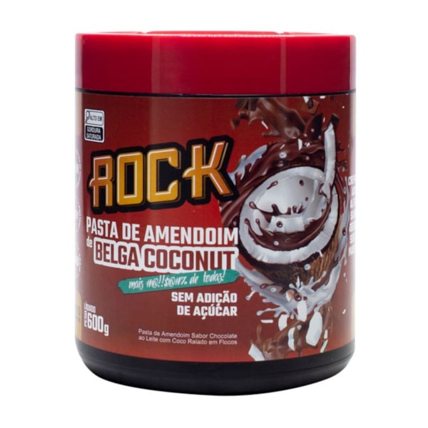 Pasta De Amendoim Sabor Chocolate Belga Com Coco 600g Rock