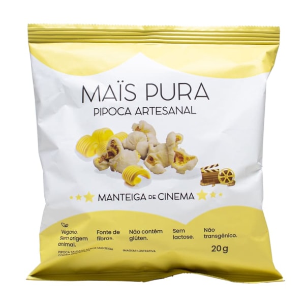 Pipoca Artesanal Sabor Manteiga De Cinema 20g Mais Pura