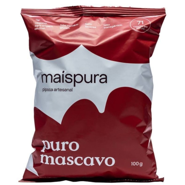 Pipoca Artesanal Sabor Puro Mascavo 100g Mais Pura