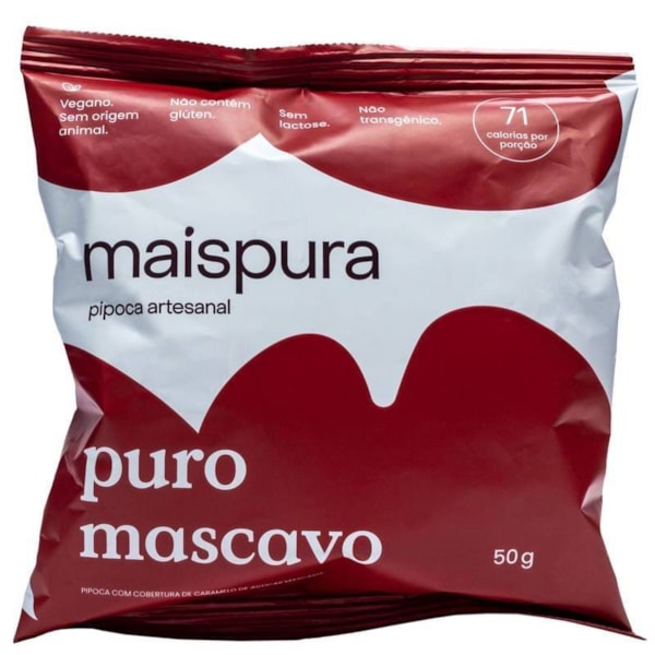 Pipoca Artesanal Sabor Puro Mascavo 50g Mais Pura