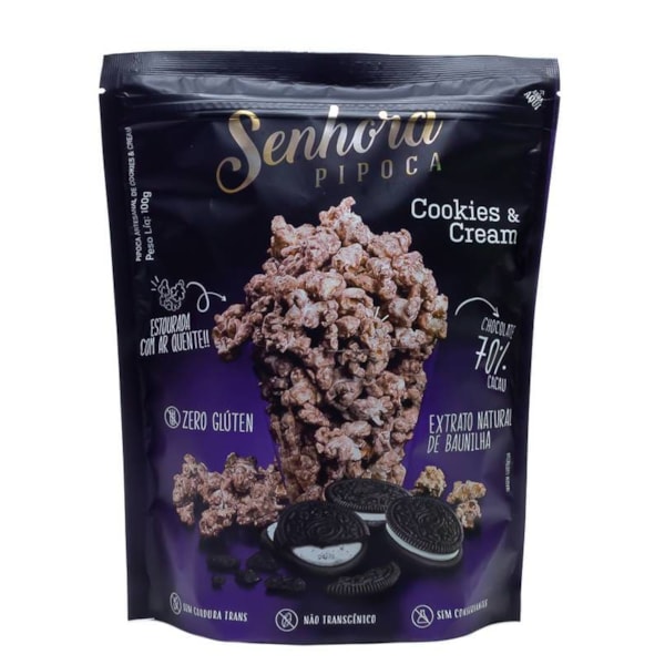 Pipoca Cookies & Cream s/ Glúten 100g – Senhora Pipoca
