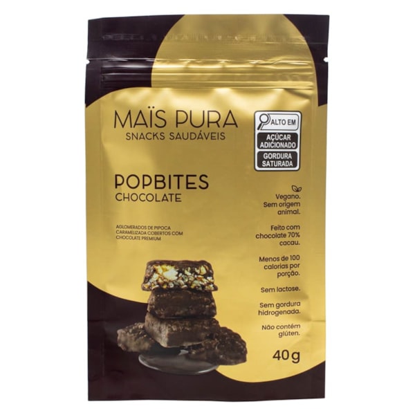 Popbites Sabor Chocolate 40g Mais Pura