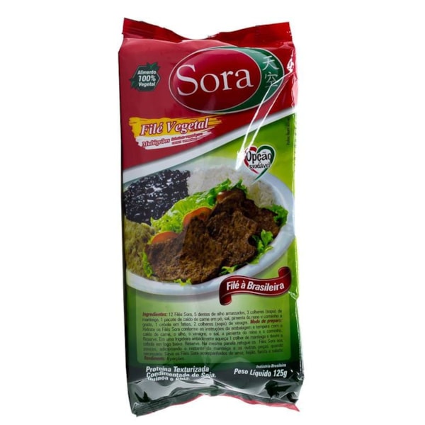 Proteina Texturizada Filé de Carne Vermelha 125g - Sora