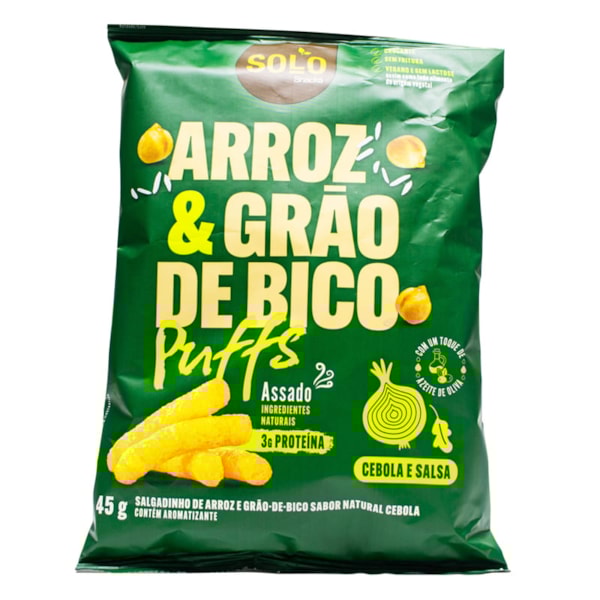 Puffs De Arroz & Grão De Bico Sabor Cebola E Salsa 45g Solo Snacks