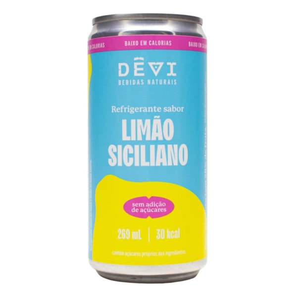 Refrigerante Natural Sabor Limão Siciliano Zero Açúcar Lata 269ml Dêvi