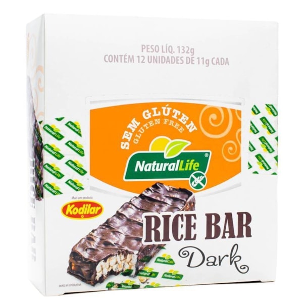 Rice Bar Dark c/ Cobertura Chocolate Meio Amargo s/ Glúten Display 12x11g Natural Life