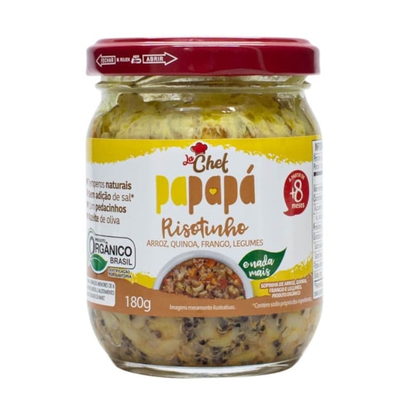 Risotinho Orgânico Arroz, Quinoa E Frango Vidro 180g Papapá