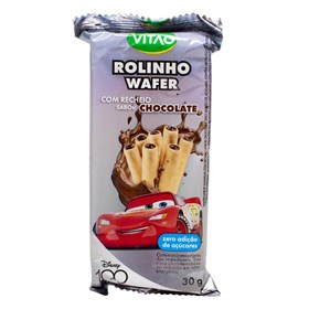 Rolinho Wafer C/ Recheio Sabor Chocolate Zero Açúcar Disney 30g Vitao