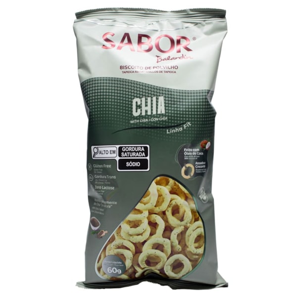 Rosca De Polvilho Sabor Chia Sem Lactose 60g Sabor