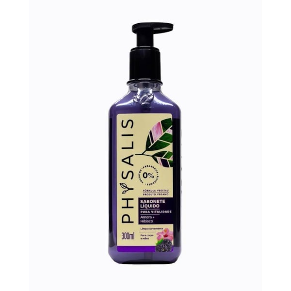 Sabonete Líquido Amora + Hibisco Pura Vitalidade Vegano 300ml Physalis