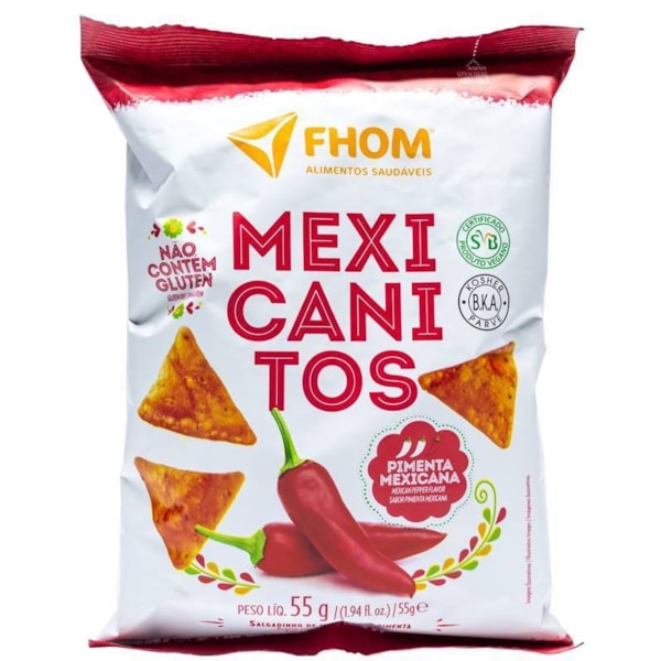 Salgadinho Mexicanitos sabor Pimenta Mexicana s/ Glúten 55g Fhom