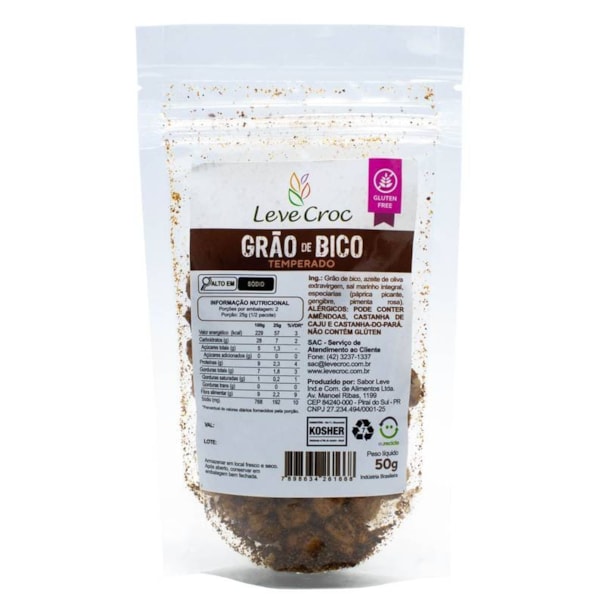 Snack de Grão de Bico Temperado 50g - Leve Croc