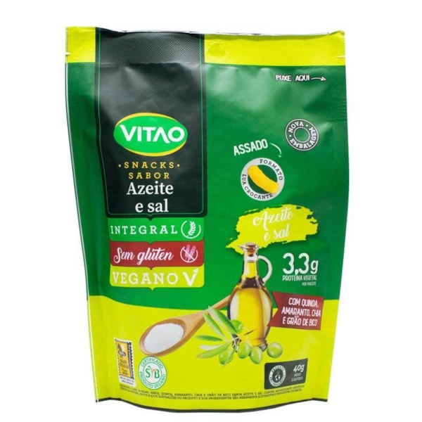 Snack Integral Azeite e Sal Vegano 40g Vitao