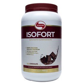 Suplemento Alimentar Whey Protein Isolate Sabor Chocolate Isofort 900g Pote Vitafor