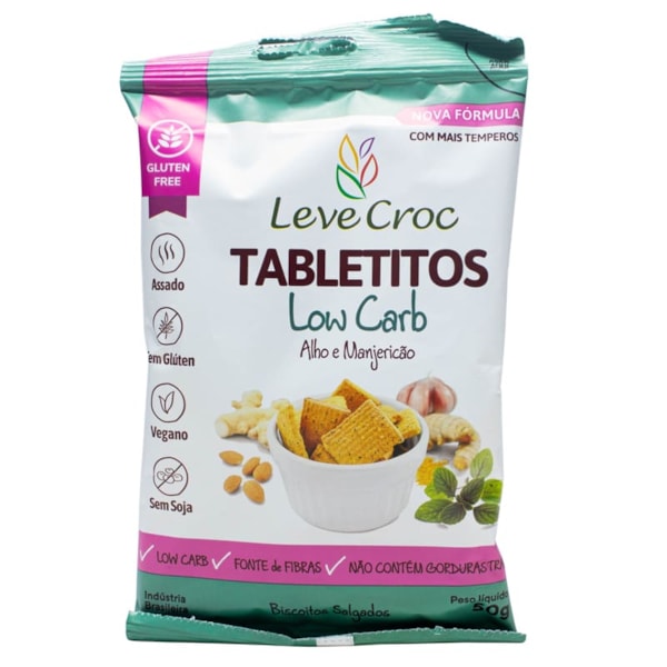 Tabletitos Low Carb sabor Alho e Manjericão 50g- Leve Croc