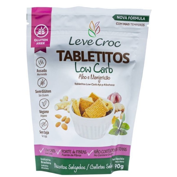 Tabletitos Low Carb Sabor Alho E Manjericão 90g Leve Crock