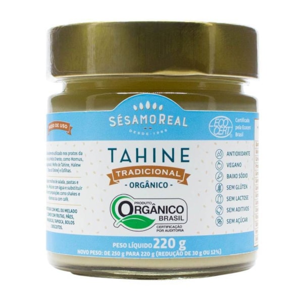 Tahine Tradicional Organico 220g Sésamo Real