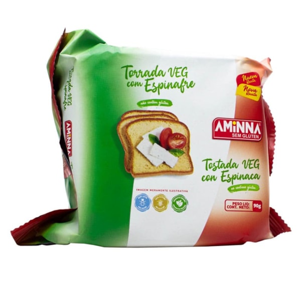 Torrada Veg Sg Com Espinafre 90g Aminna