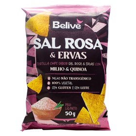 Tortilla Chips Sabor Sal Rosa E Ervas 50g Belive