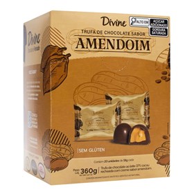 Trufa De Chocolate Ao Leite Recheada Com Creme Sabor Amendoim Display 20X18g Divine