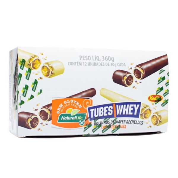 Tubes Whey Avelã Branco C/ Cobertura De Chocolate Branco S/ Glúten 30g Natural Life