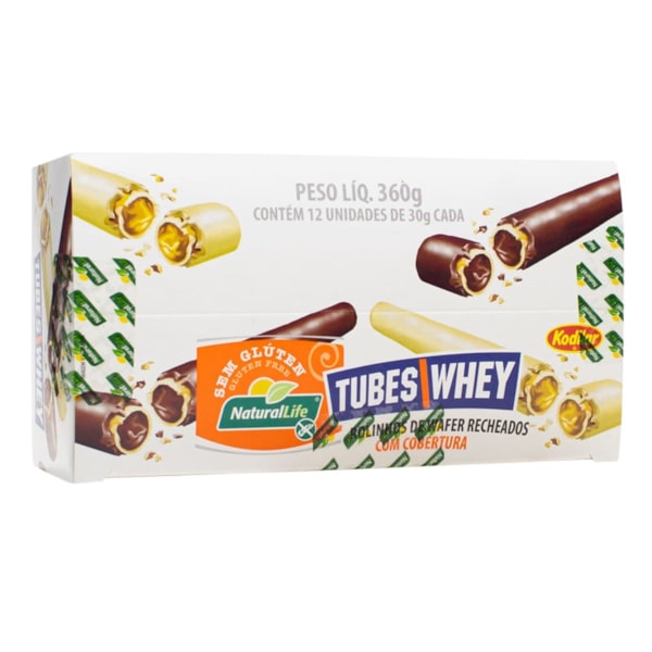 Tubes Whey Choc Belga C/ Cobertura De Choc Meio Amargo S/ Glúten 12X30g Natural Life