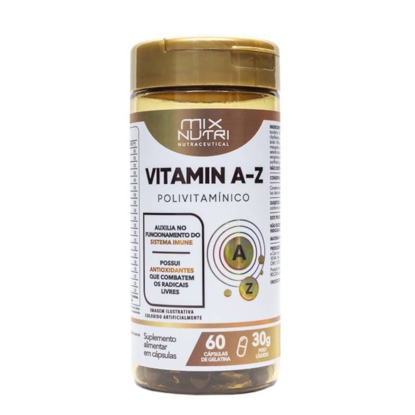 Vitamina A-Z 60Caps 300mg Polivitamínico Mix Nutri