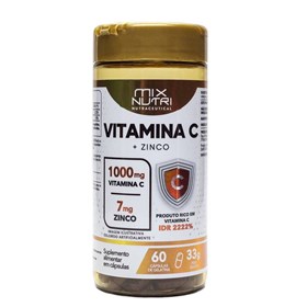 Vitamina C+ Zinco 60caps De 1000mg Vitamina C E 7mg Zinco Mix Nutri