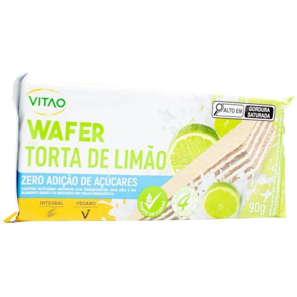 Wafer Integral Sabor Torta de Limão Zero Açúcar Vegano 90g Vitao