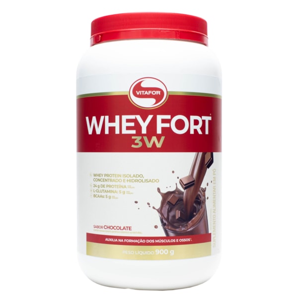 Whey Fort 3W Sabor Chocolate Pote 900g Vitafor