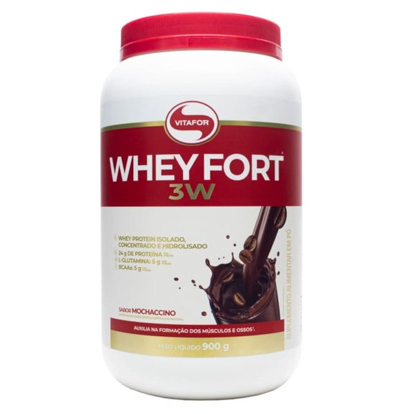 Whey Fort 3W Sabor Mochaccino Pote 900g Vitafor