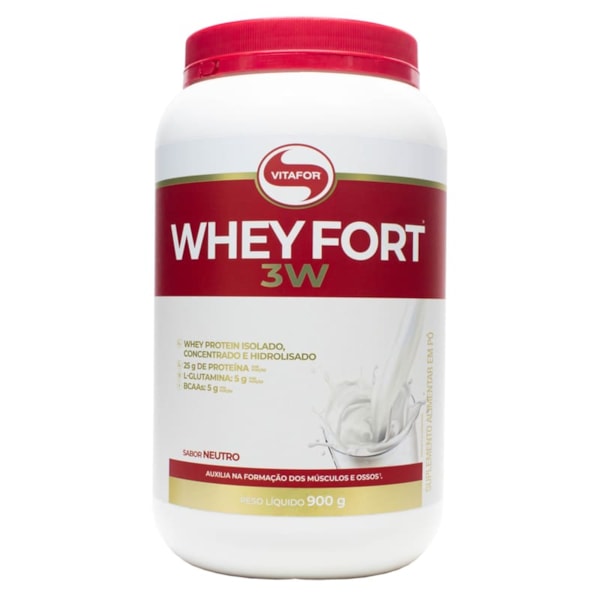 Whey Fort 3W Sabor Neutro Pote 900g Vitafor